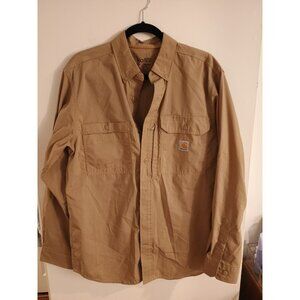Carhartt Ridgefield Khaki Force Button Shirt Mens Medium Chest Zip Ripstop